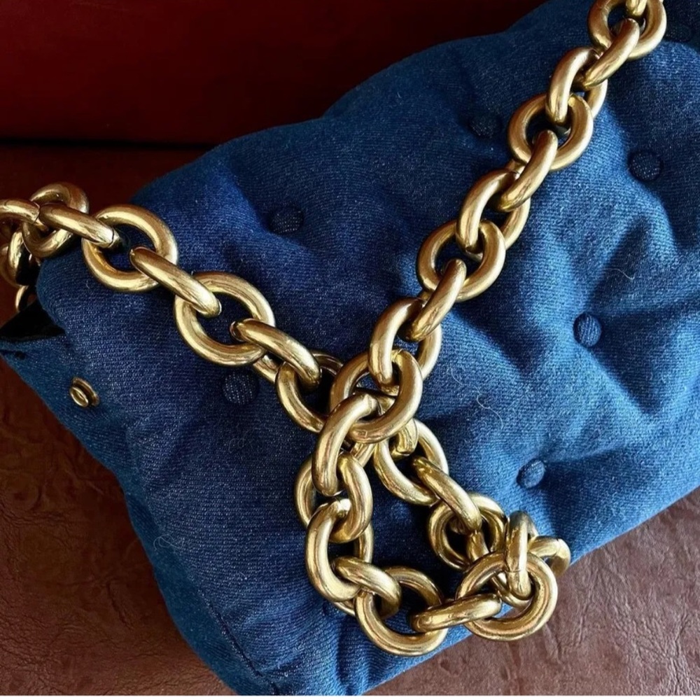 Zara Quilted Denim Maxi Crossbody Bag